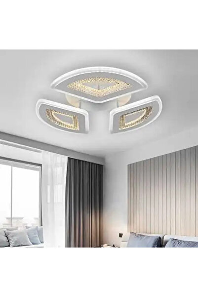 LED CONCEPT LED chandelier with 3 types of light and remote control, white, round, 114W, dimmable, 48x48x9cm