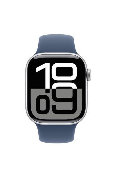 Apple Smartwatch Watch 10 GPS, Silver Aluminium Case 42mm, LTPO OLED Screen, 64GB, Denim Sport Band