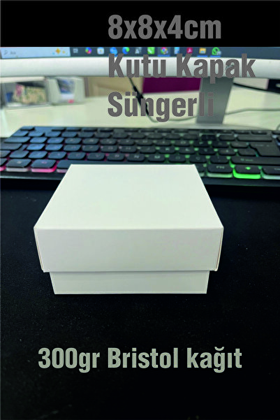 Örün Matbaa 8x8x4cm YENİ Beyaz Takı Kutusu Kelepçe, Kolye, Bileklik, Mini Set...