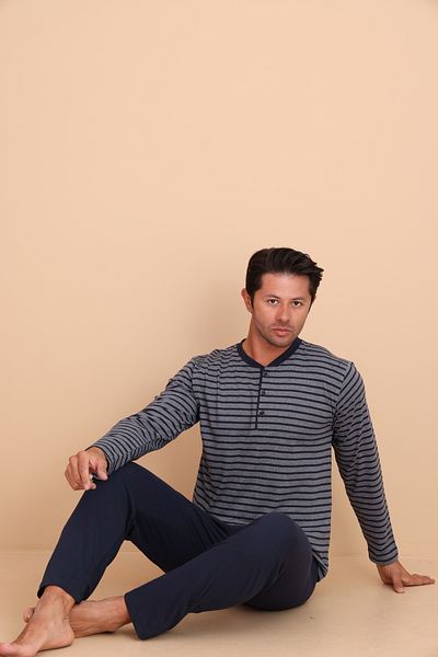 Redline Heat Regular Gray Men's Long Sleeve Pajama Set