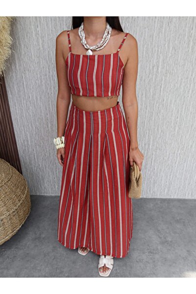 ESRAHELVACI Striped Crop Skirt Set