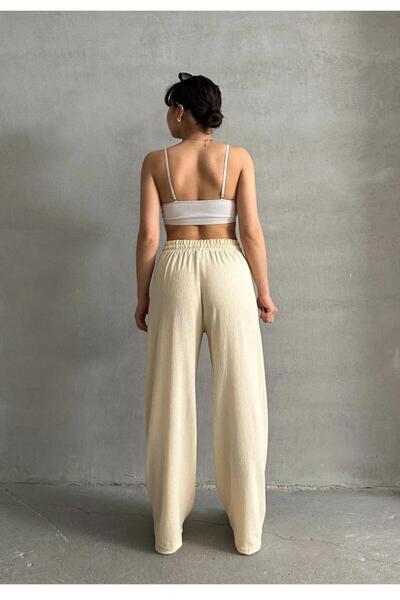 Pubi Fitting in Plus Size High-Waist Elastic Women's Palazzo Spider Fabric Pants