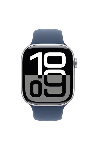 Apple Smartwatch Watch 10 GPS, Carcasa Silver Aluminium 46mm, ecran LTPO OLED, 64GB, curea silicon D