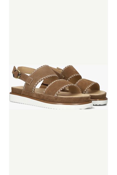 SOFT Women's Tan Genuine Suede Double Strap Adjustable Buckle Sandals – Eva Sole & Comfortable Design