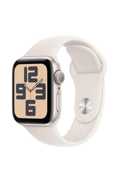 Apple Smartwatch Watch SE (2024), GPS, Starlight Aluminium Case, 40mm, LTPO OLED Screen, 32GB, Silic