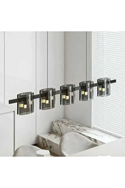 LED CONCEPT Lustra cu abajururi, neagra, liniara, 120x5x100cm, tip bec 5xG9