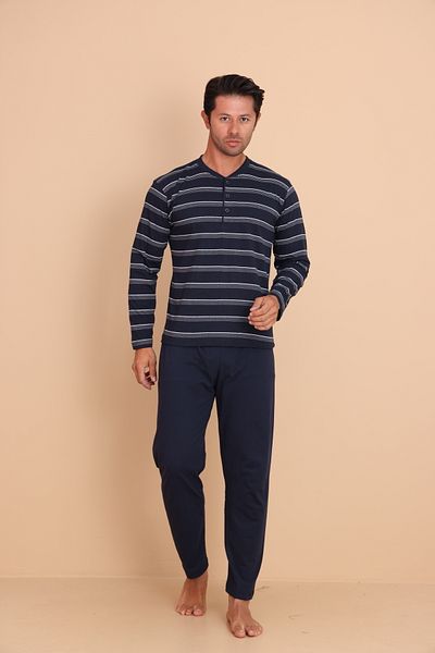 Redline Brink Regular Navy Blue Men's Long Sleeve Pajama Set