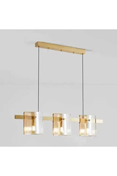 LED CONCEPT Lustra cu abajururi, aurie, liniara, 80x5x100cm, tip bec 3xG9