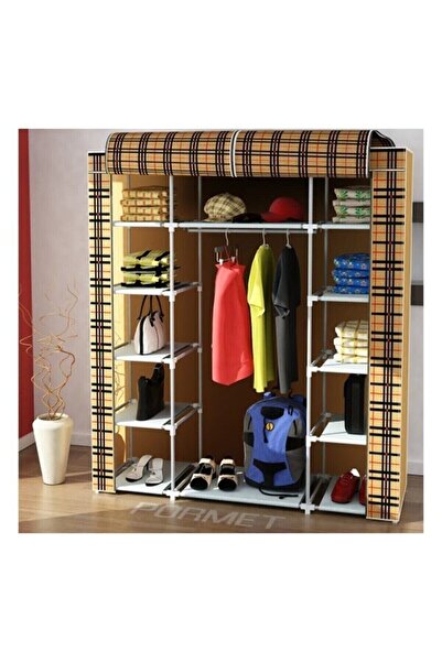 HALL BREATHE Çelik Profilli 12 Raf ve 60 cm Askılık Çift Yandan Raflı Bez Dolap