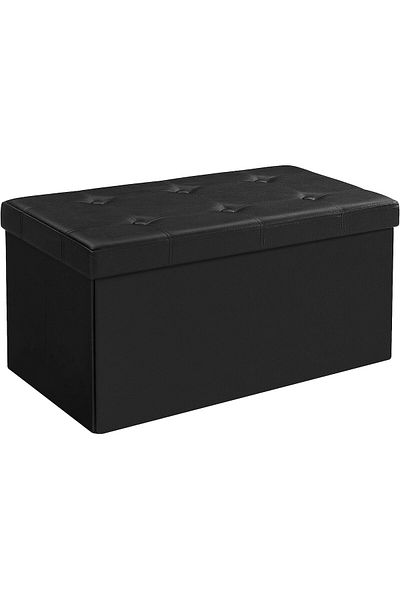 SONGMICS Scaun pliabil cu șezut moale, spațiu de depozitare 80 litri, maxim 300 kg, 76x38x38cm, negru