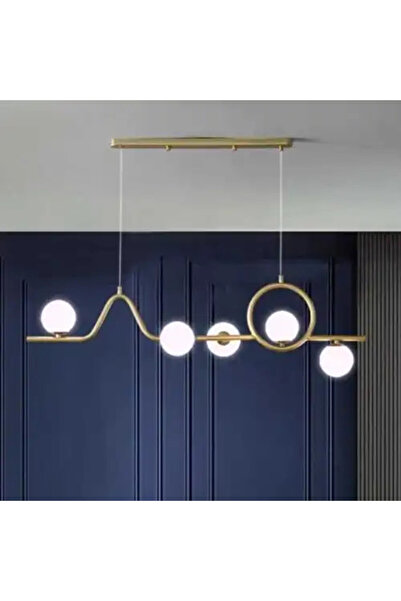 LED CONCEPT Chandelier with lampshades, golden, linear, 120x30x120cm, bulb type 5xG9