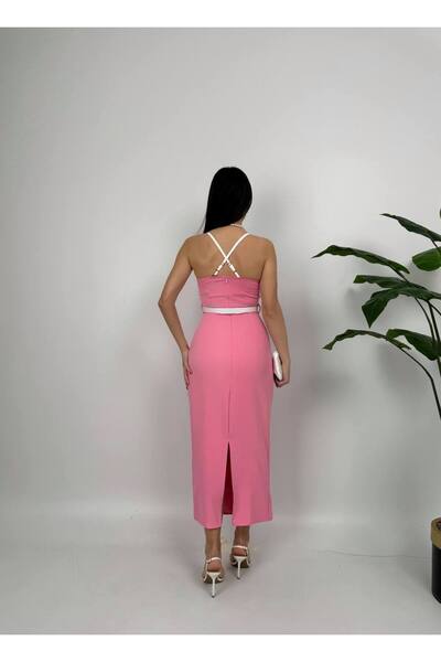 Fade biye detaylı elbise