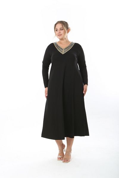 XL Modam Women's Lycra Viscose Collar Stone Plus Size Dress