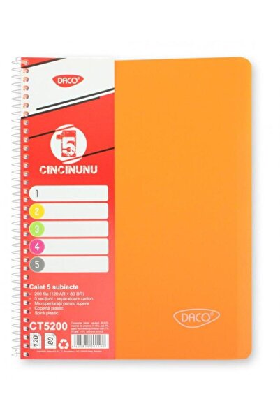 Daco Caiet A4 200 file 5 subiecte Eminent, portoca