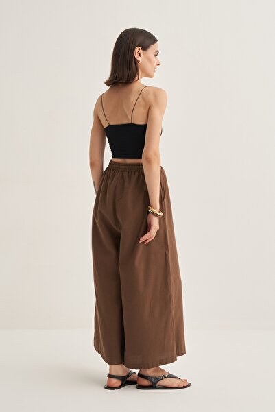 EBU Prive Kadın Organik Pamuk Bol Kesimli Pantolon Kahve