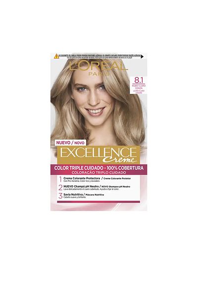 L'Oreal Paris Vopsea de par imbogatita cu Pro-Keratina, EXCELLENCE, 8.1 rubio claro ceniza, 1 buc
