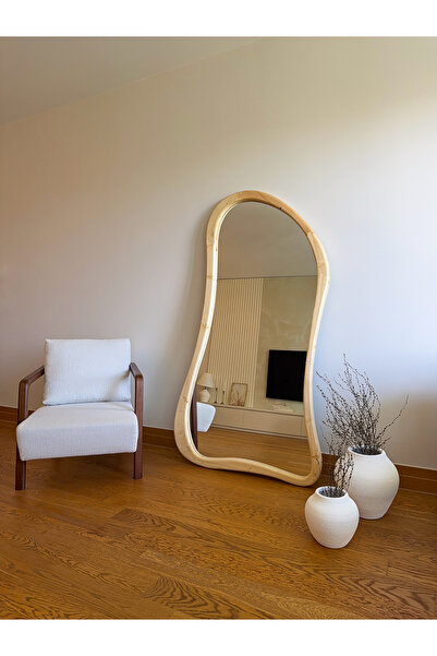 EFFE YAPI DEKOR DOĞAL AHŞAP ÇERÇEVELİ 180X100 CM ( NATUREL ) AYAKLI BOY AYNASI