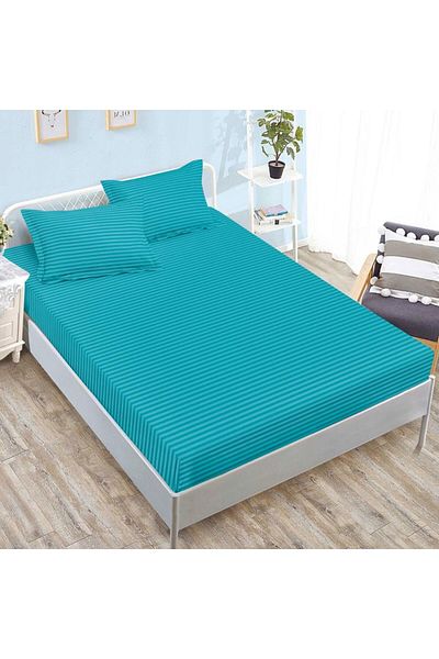 Pucioasa Turquoise polycotton damask double-sided pillowcase for mattresses 160x200 and 180x200