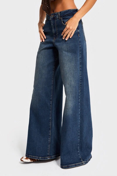 its basic Blugi pentru femei Culoare 2w5-8 LYL36 Palazzo Fit Tesatura Lycra Lungime interioara 80cm Denim Jean