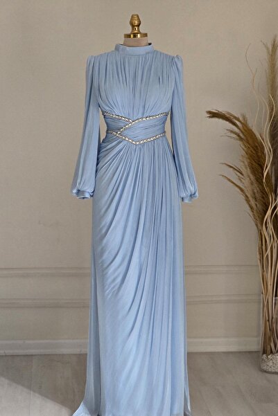 Yonca Moda Evi BEBE MAVİSİ Organze Abiye 9017