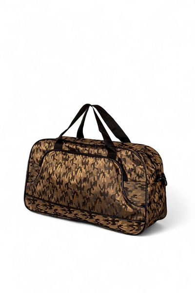 PowerSpeed Unisex Coffee Camouflage Camouflage Patterned Front Zipper Two Compartment Travel and Sports Bag