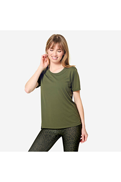 Decathlon Domyos Kadın Kısa Kollu Spor Tişörtü - Haki Yeşil