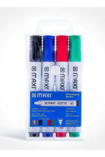 MAXİ 4-Piece Dry Erase Whiteboard Marker Multicolour