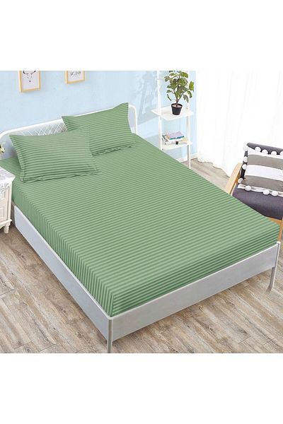 Pucioasa Double-sided bed cover in green polycotton damask for mattresses 160x200 and 180x200