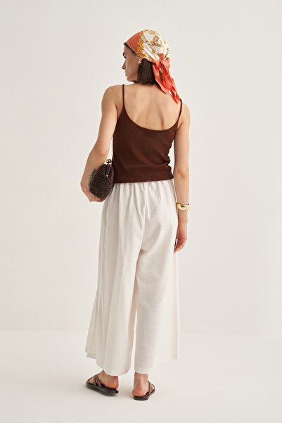 EBU Prive Kadın Organik Pamuk Bol Kesimli Pantolon Ekru