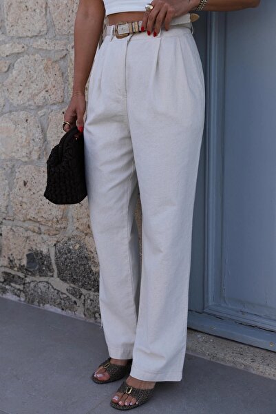 Suziş KETEN KARIŞIMLI TAKIM TAŞ RENGİ CEKET VE PANTOLON TK2014