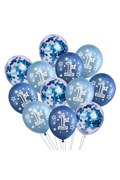 Bibilel Set 12 de baloane 1st Birthday, culori metalice, ghirlanda, Multicolor