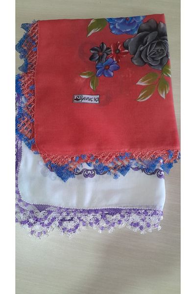 Papatyam 2 Pieces of Handmade Needlework Writing/3 Edges Embroidered/Yemeni Needle Embroidery/Dowry Cheesecloth/100X100/