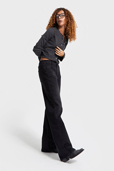 its basic Culoare neagră pentru femei 1w5-1 țesătură lycra cu croiala dreaptă Lungime interioară 80 cm Blugi din denim