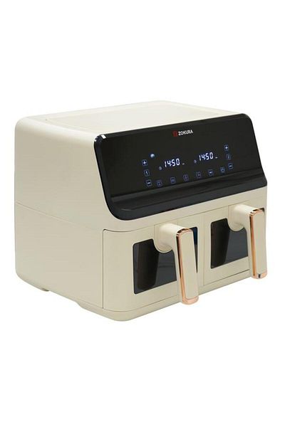 Zokura Friteuza dubla cu aer cald Z1454, 8 L, 8 programe, 1350+1350 W (Bej)