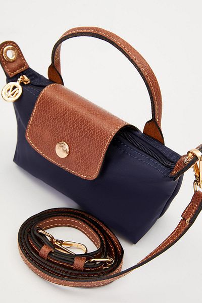 Levidor Navy Blue Leather Cover Detailed Handbag