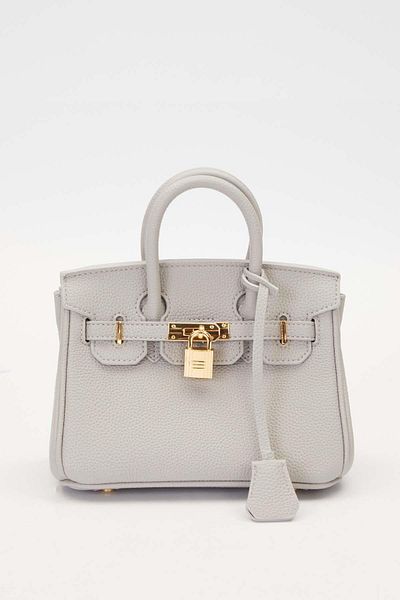 Levidor Gray Square Handbag with Accessory Detail