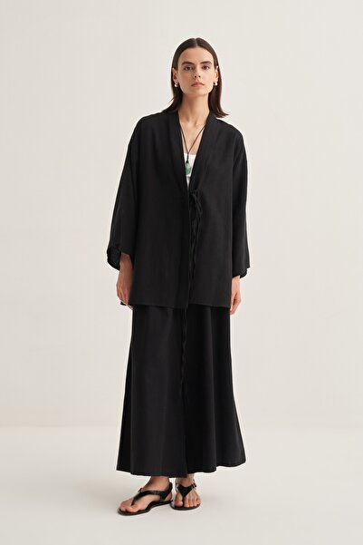 EBU Prive Women's Organic Cotton Oversize Kimono Black