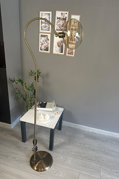 Bamyum Solvia Cam Bal Rengi Soru İşareti Gövde Lambader Modern Oturma Odası Uyumlu