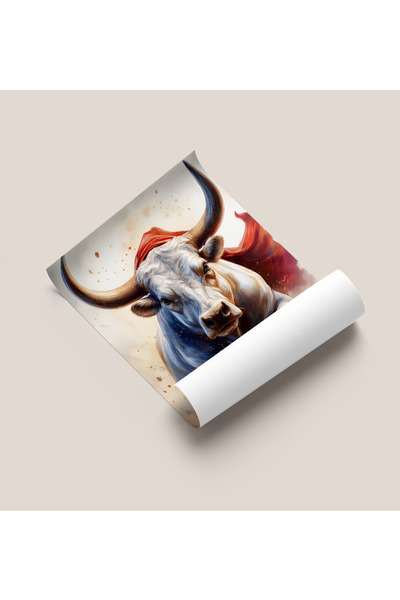 Rosaart Frameless Poster, Digital Print Abstract, Bull "Free", Living Room Office Decoration, Poster