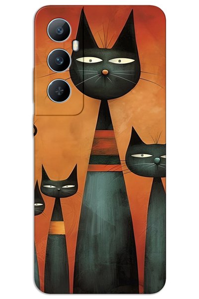 MRCİLETİSİM Realme C65 Case Hd Pattern Printed Back Cover - Art Cat