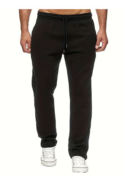 LOSSİA Men's Black Baggy Large Size Loose Fit Quality Flexible Comfortable Fabric Sweatpantsiııııı Dfghdfhyus
