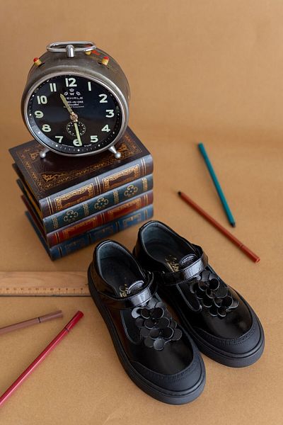 Bebbini Este-Black Genuine Leather Girls' School Shoes