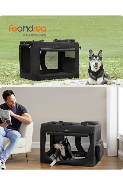 feandrea Geantă de transport pentru animale de companie, pliabilă, din material textil, mărimea XXL, 102x69x69cm, neagră