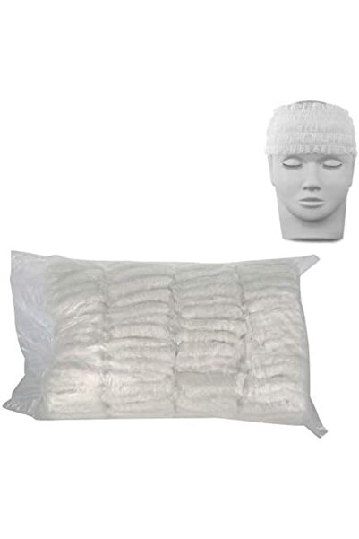 Keyohome 100 Pieces Non-woven Disposable Elastic Hair Wraps Disposable Hair Headbands for Home Use H