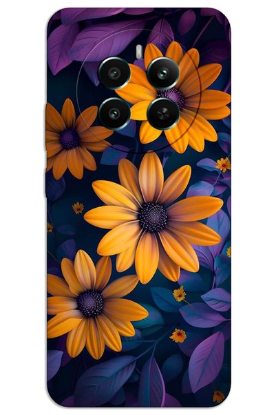 MRCİLETİSİM Realme 12 Plus Case Hd Pattern Printed Back Cover - Yellow Flower