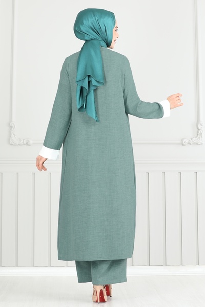 ModaMerve Yandan Yırtmaçlı Üçlü Takım 1774LVN1041-MS Mint