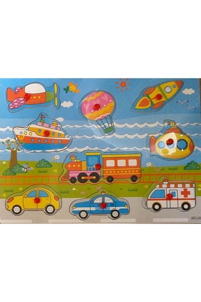 OEM Interactive puzzle for children, With cars, 22.5 x 29.5 cm, Wood, Multicolor, 18 months+