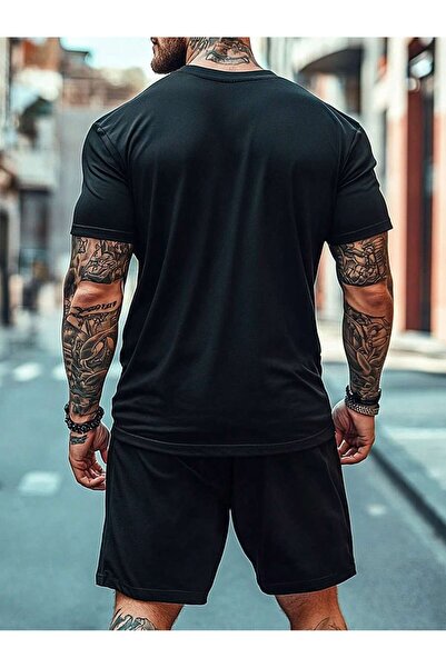 ACTIVE MODA - BUMBAC IMPRIMAT ICON PENTRU BĂRBAȚI MĂRIME MARE tricou - SET DE 2 PIESE PANTALONI SCURTĂ OVERSIZE