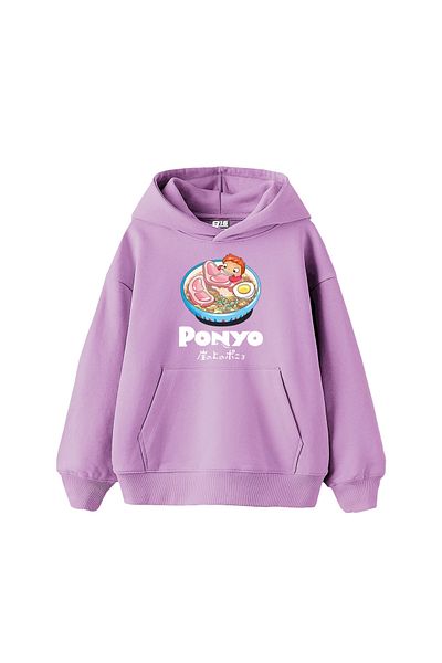 Sekizbiraltı Ponyo Printed Oversize Unisex Purple Hoodie