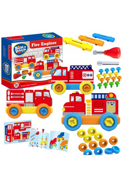ProNice Constructor ProNice, Fire Trucks, 3 Bases, 16 Screws, Bright Colors